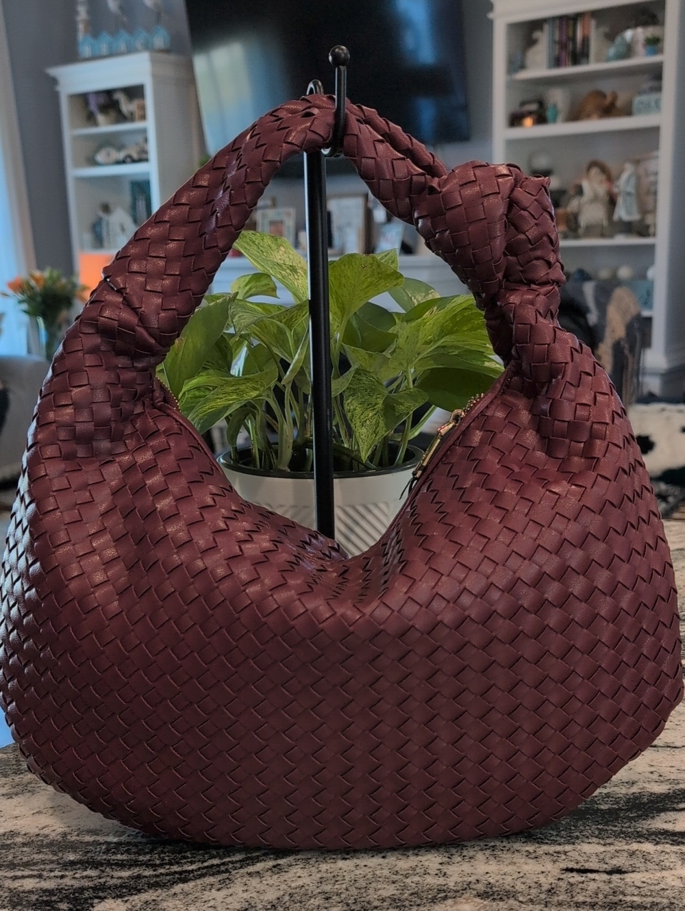 Glitzy Woven Knotted Hobo Bag